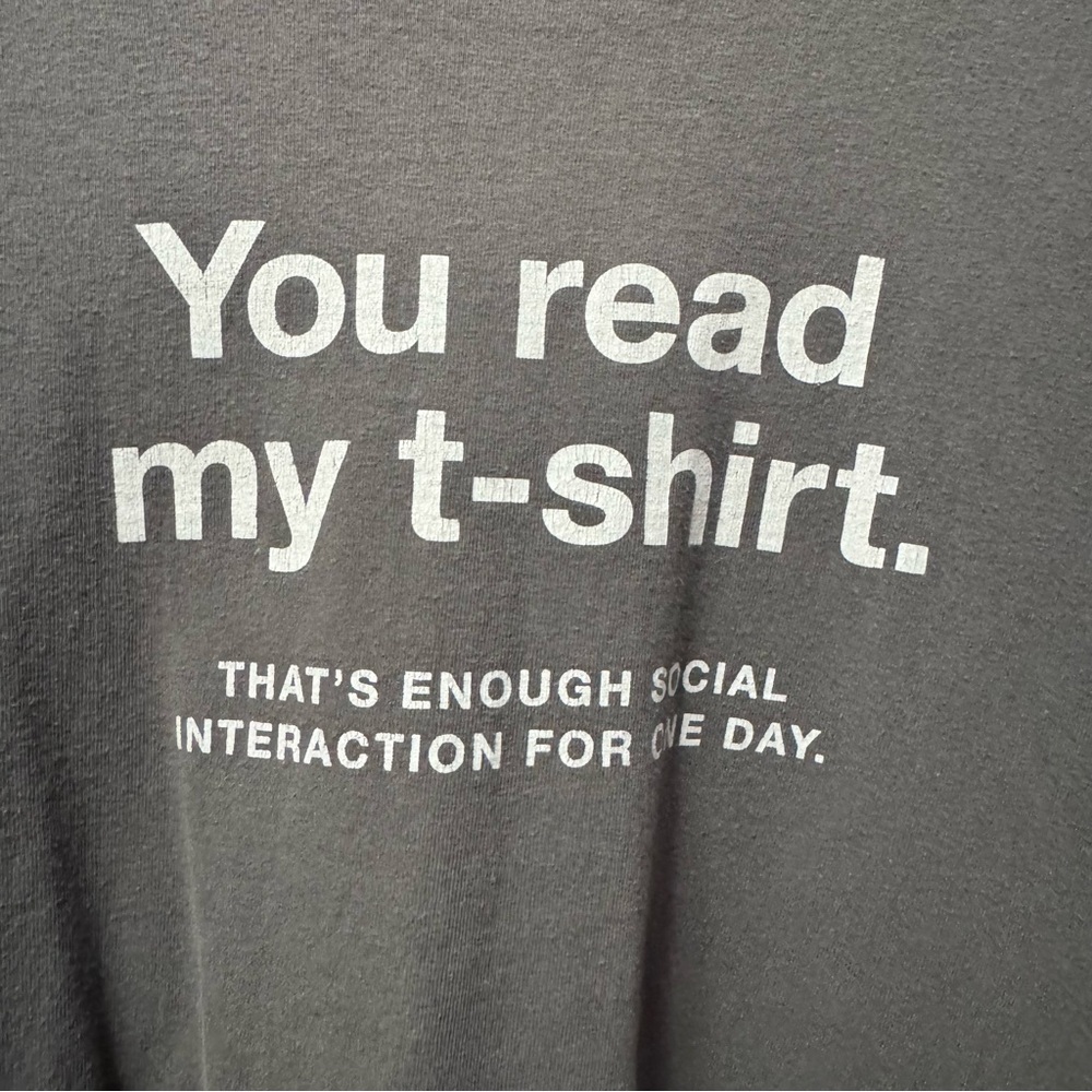 Think Geek Grey Social Interaction Men's T-Shirt Sz. XLG